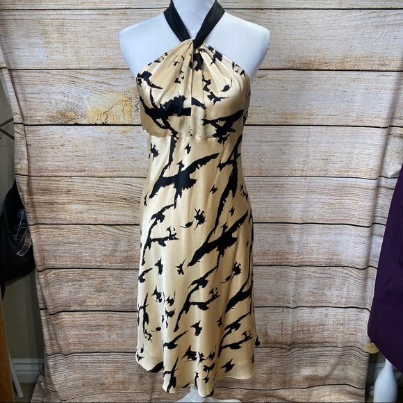 Milly Keyhole Pleated Front Halter Dress Sz 10 - Picture 4 of 9